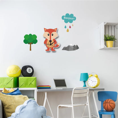 Cartoon Fox Wall Clock
