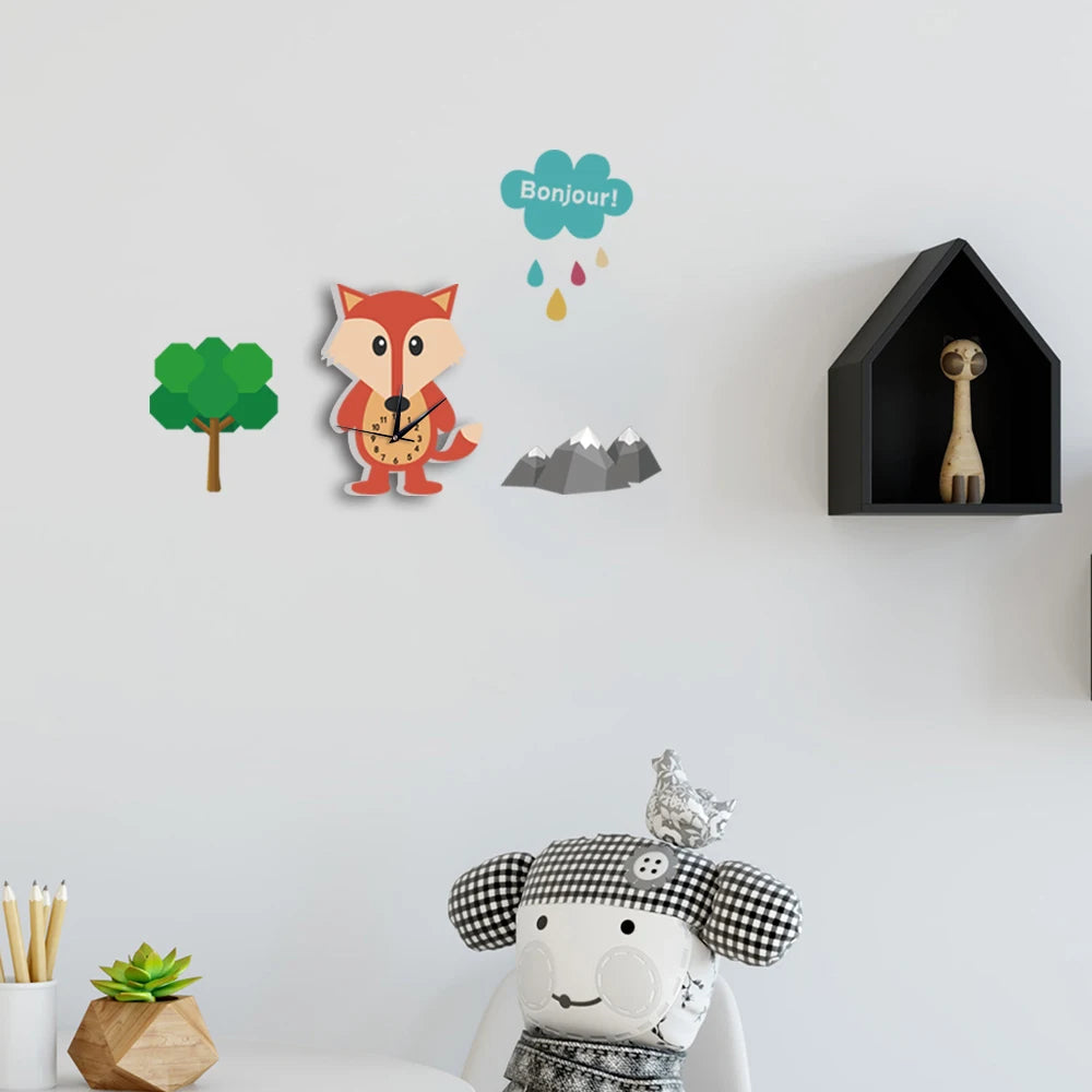 Cartoon Fox Wall Clock